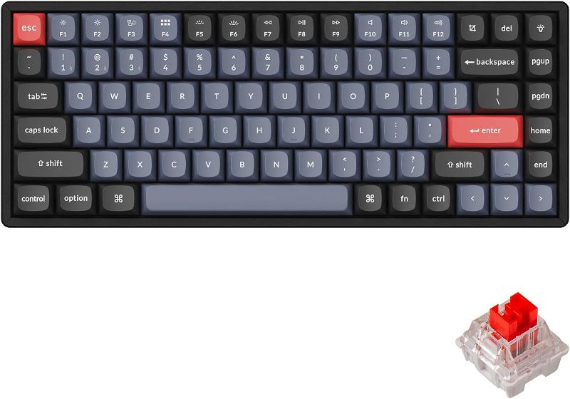 Photo 1 of Keychron K2 Pro Wireless & Wired RGB Custom Mechanical Keyboard with Hot-swappable K Pro Red Switch, QMK/VIA Programmable Macro, 75% Layout Aluminum Frame Keyboard for Mac Windows Linux