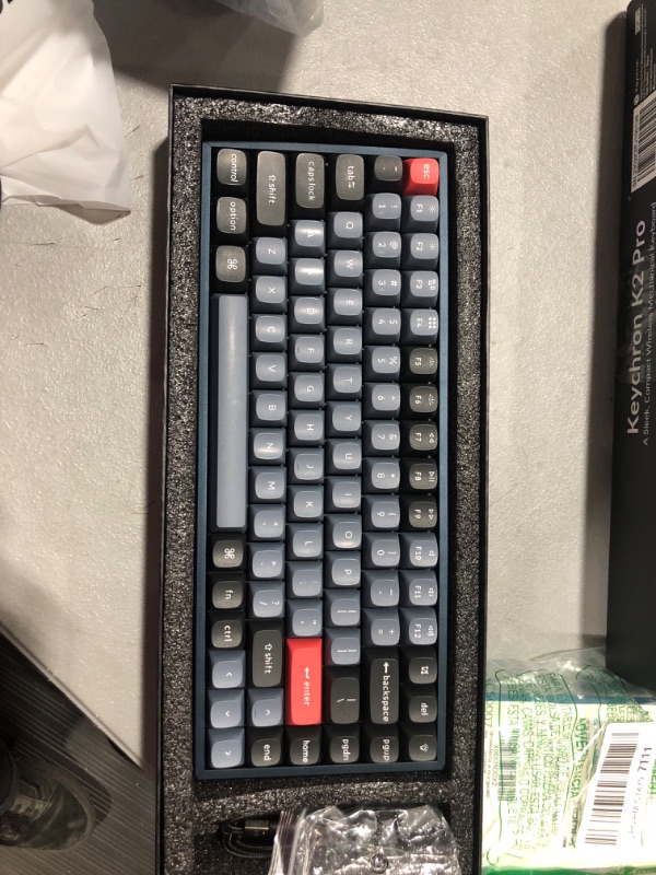 Photo 2 of Keychron K2 Pro Wireless & Wired RGB Custom Mechanical Keyboard with Hot-swappable K Pro Red Switch, QMK/VIA Programmable Macro, 75% Layout Aluminum Frame Keyboard for Mac Windows Linux