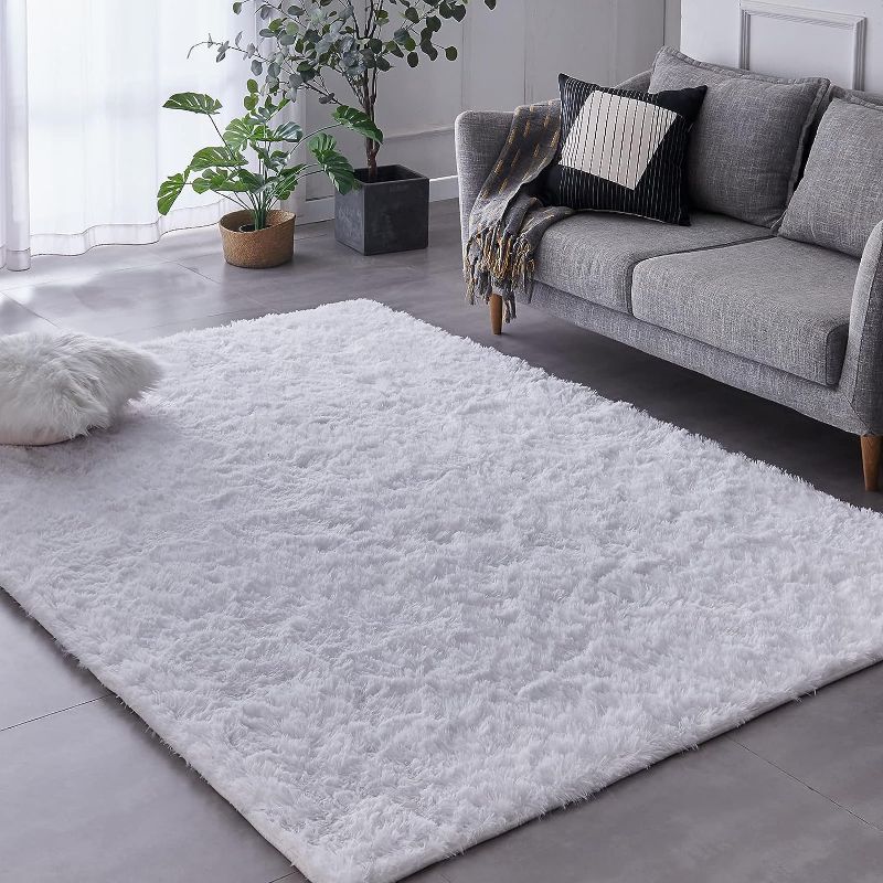 Photo 1 of  White Rug Area Rugs for Living Room, Anti-Skid Extra Comfy Fluffy Floor Carpet for Indoor Home Decorative 
