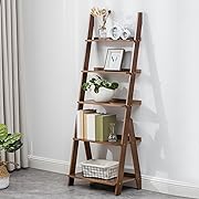 Photo 1 of  Bamboo Ladder Shelf, 5-Tier Trapezoid Bookshelf, Storage Rack Shelves, Wall Shelf Flower Stand, for Living Room, Kitchen, Office, Balcony