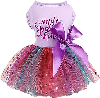 Photo 1 of  Dog Dress for Small Medium Dogs Girl, Gradient Sequin Mesh Dress Dog Outfit, Summer Tutu Dog Dresses, Cat Apparel, Cute Pet Puppy Clothing Doggie Outfits, Medium, Purple

 
 
 
 
