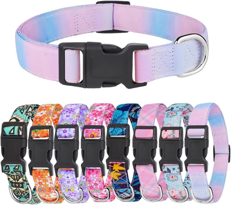 Photo 1 of YLrank Dog Collar - Floral Pattern Design Cute Girl Dog Pet Collar - Soft Adjustable for Puppy Small Medium Large Dogs(Sweet Pink,S)