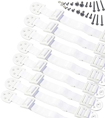 Photo 1 of  Kids Adjustable Anti-Tip Furniture Anchors for Baby Proofing and Dresser Anchoring Kit. 4 PC Wall Anchors and Earthquake Straps. Baby Safety Kit and Home Safety Furniture Straps (White)