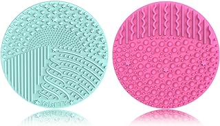 Photo 1 of 4pcs Brush Cleaning Mat, Silicone Makeup Cleaning Brush Scrubber Mat Portable Washing Tool Cosmetic Brush Cleaner with Suction Cup for Valentines Day