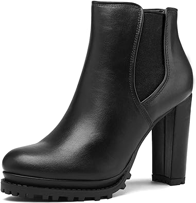 Photo 1 of 10m mysoft Women's Platform Chunky Block Heel Booties High Heel Lug Sole Chelsea Ankle Boots with Side Zippers