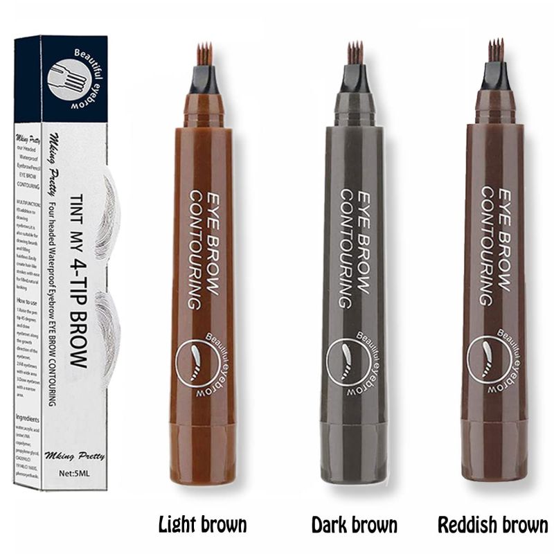 Photo 1 of 3-in-1 Long-Lasting Brow Pencil Kit: 1 Brow Pencils, 1 Brow Razor, 3 Brow Stencils (2. Dark Brown)