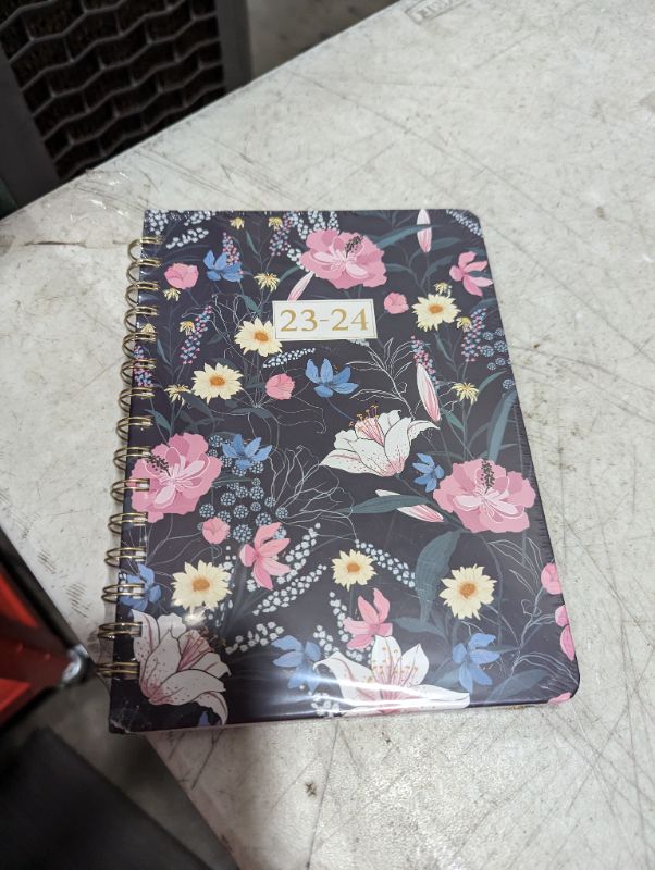 Photo 2 of Planner 2023-2024 - Academic Planner 2023-2024, Jul.2023 - Jun.2024, 2023-2024 Planner Weekly & Monthly with Tabs, 6.3" x 8.4", Hardcover + Back Pocket + Twin-Wire Binding, Perfect Organizer - Black Pink Floral