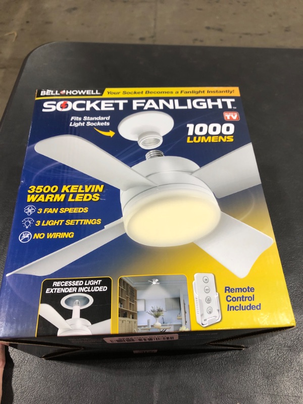 Photo 2 of Socket Fan Ceiling Fan with Light, 1000 Lumens Ceiling Fan with Light & Remote, Screws into Any Light Socket No Wiring Needed, 3 Fan Speeds 3 Light Settings, College Dorm Room Essentials As Seen on TV