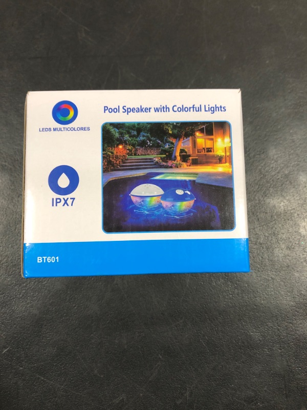 Photo 1 of Pool Speaker with Colorful Lights, Floating Bluetooth Speaker IPX7 Waterproof,Built-in Mic,Crystal Clear Stereo Sound Speakers Bluetooth Wireless 50ft Range for Home Shower Pool Outdoor Travel Gray