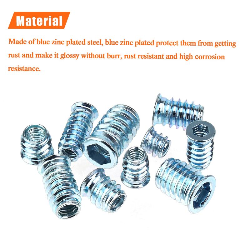 Photo 1 of 1/4-20 Threaded Inserts, Wood Inserts, Steel Threaded Inserts for Wood Furniture Screw, HELIFOUNER 145 Pieces 1/4"-20 x 10mm/15mm/20mm/25mm Threaded Inserts Kit with Hex Wrench