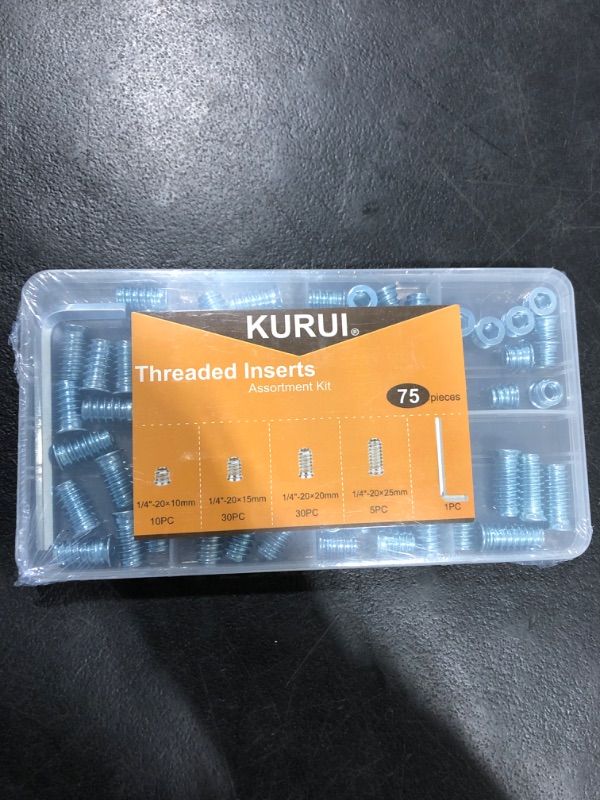 Photo 2 of 1/4-20 Threaded Inserts, Wood Inserts, Steel Threaded Inserts for Wood Furniture Screw, HELIFOUNER 145 Pieces 1/4"-20 x 10mm/15mm/20mm/25mm Threaded Inserts Kit with Hex Wrench