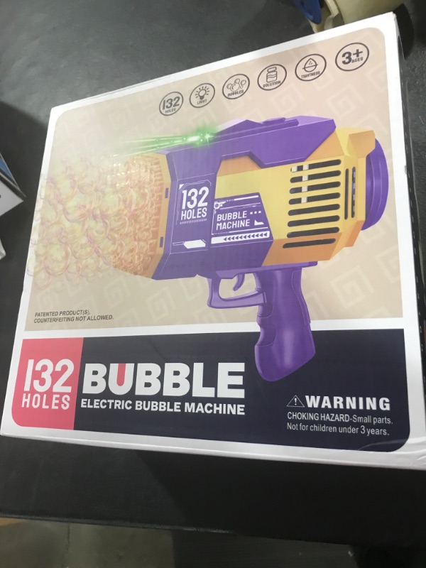 Photo 2 of 132 Holes Bubble Gun Toys, Rocket Launcher Bubble Blower Toy, Portable Bubble Machine with Colorful Light, Bubble Maker for Outdoor Indoor Games, Bubbles Machine for Wedding Birthday Gifts (Purple) 132hole-purple