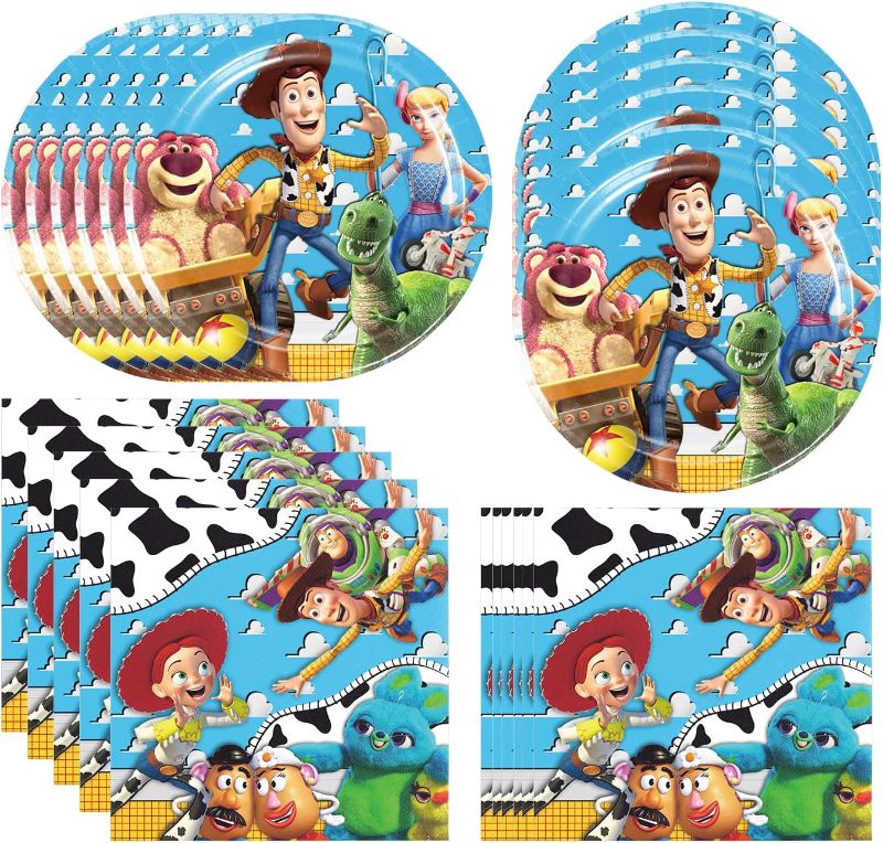 Photo 1 of 40pcs Toy Storys Party Supplies include 20 plates, 20 napkins for the Toy Storys birthday party decoration
