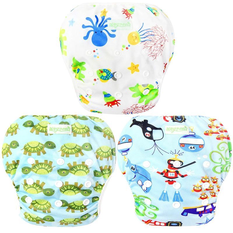 Photo 1 of  Baby & Toddler Snap One Size Adjustable Reusable Baby Swim Diaper (Diving,Ocean,Turtle,Small,3 Pack)