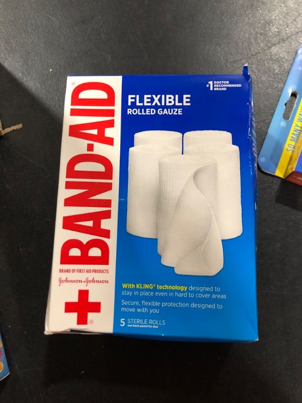Photo 1 of Band-Aid Brand of First Aid Products Flexible Rolled Gauze Dressing for Minor Wound Care, Soft Padding and Instant Absorption, Sterile Kling Rolls, 4 Inches by 2.1 Yards, Value Pack, 5 ct