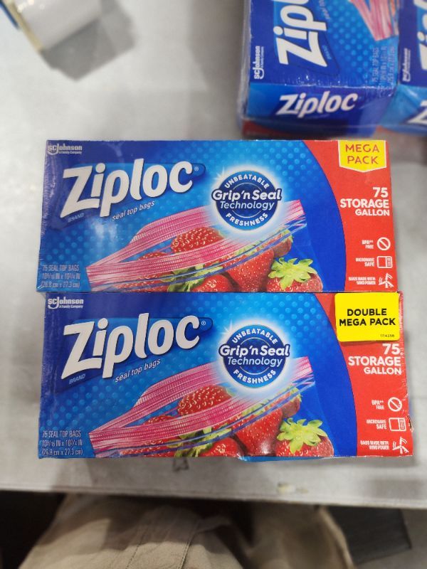 Photo 2 of Ziploc SEAL TOP BAGS, 1 GAL, 10.75" X 10.56, CLEAR, 75/PACK, 2 PACKS/BOX