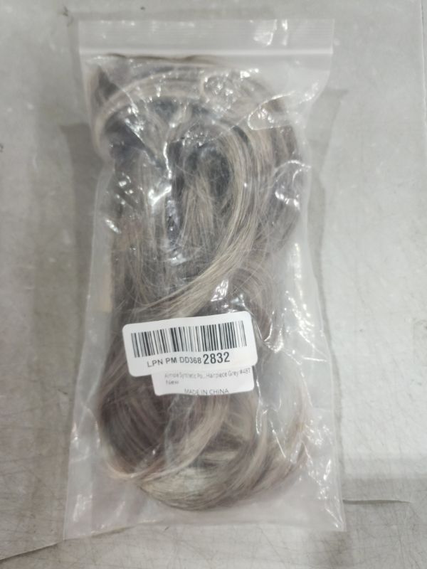 Photo 1 of Aimole Synthetic Ponytail Clip-on Straight Wig Short Extensions hair Hairpiece (48T Light Gray Blonde with Dark Root) #48T
