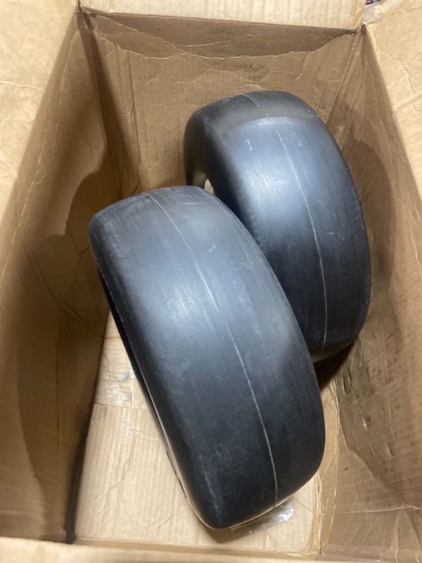 Photo 2 of 2 PCS Premium 13x5.00-6 Flat Free Tire and Wheel for Lawn Mowers & Zero Turn Mowers, with 3/4" & 5/8" Grease Bushing and 3.25"-5.9" Centered Hub, Solution for Commercial Grade Lawns, and Garden Turf