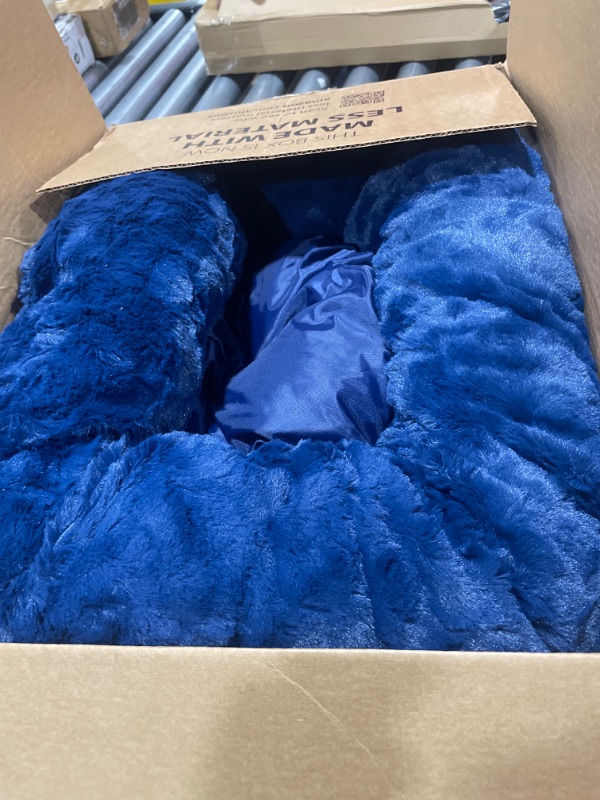 Photo 1 of Best Friends by Sheri The Original Calming Donut Cat and Dog Bed in Lux Fur Navy, Small 23x23 Lux Navy Small 23" x 23" Bed Only