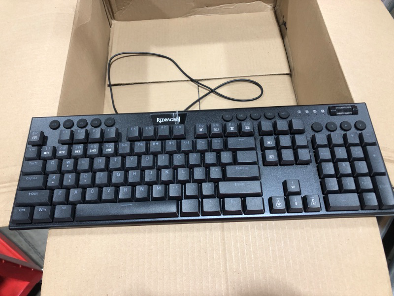 Photo 2 of Redragon K622 Horus TKL RGB Mechanical Keyboard, Ultra-Thin Designed Wired Gaming Keyboard w/Low Profile Keycaps, Dedicated Media Control & Clicky Blue Switch, Pro Software Supported
