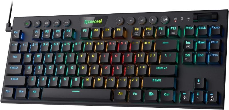 Photo 1 of Redragon K622 Horus TKL RGB Mechanical Keyboard, Ultra-Thin Designed Wired Gaming Keyboard w/Low Profile Keycaps, Dedicated Media Control & Clicky Blue Switch, Pro Software Supported
