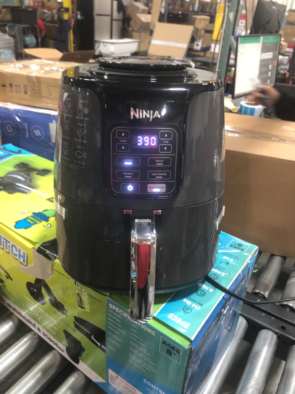 Photo 2 of Ninja AF101 Air Fryer that Crisps, Roasts, Reheats, & Dehydrates, for Quick, Easy Meals, 4 Quart Capacity, & High Gloss Finish, Black/Grey 4 Quarts