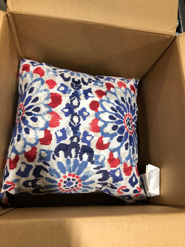 Photo 2 of 16 x 16 Clark Blue Square Outdoor Throw Pillow 