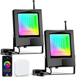 Photo 1 of 60W RGB LED Flood Lights 2 Pack,Color Changing Stage Landscape Floodlights,16 Million Colors Spotlight, IP65 Bluetooth Mesh,for Garden Party Wedding Christmas Wall Washer (B08YQW12G9)
