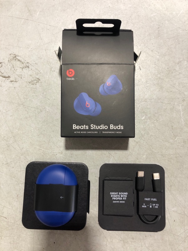 Photo 2 of Beats Studio Buds - True Wireless Noise Cancelling Earbuds - Compatible with Apple & Android, Built-in Microphone, IPX4 Rating, Sweat Resistant Earphones, Class 1 Bluetooth Headphones - Ocean Blue