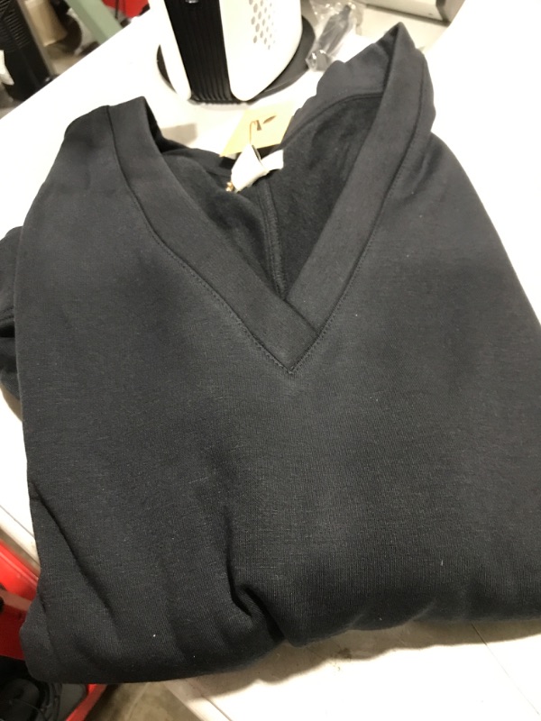 Photo 2 of Amazon Aware Women's Relaxed-Fit Fleece V-Neck Sweatshirt Medium Black