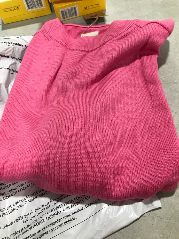 Photo 2 of Amazon Aware Women's Pointelle Crewneck Sweater Large Pink