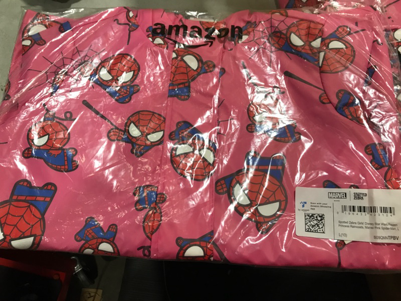 Photo 2 of Amazon Essentials Disney | Marvel | Star Wars | Frozen | Princess Girls and Toddlers' Raincoat  Large Pink Marvel Spider-man Size L