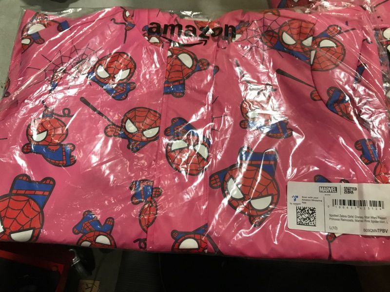 Photo 2 of Amazon Essentials Disney | Marvel | Star Wars | Frozen | Princess Girls and Toddlers' Raincoat Large Pink Marvel Spider-man