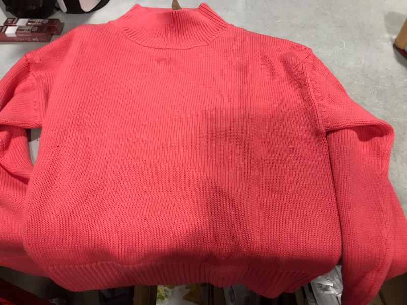 Photo 2 of Amazon Aware Women's Relaxed-Fit Cozy Pull Over Sweater Small Coral Pink