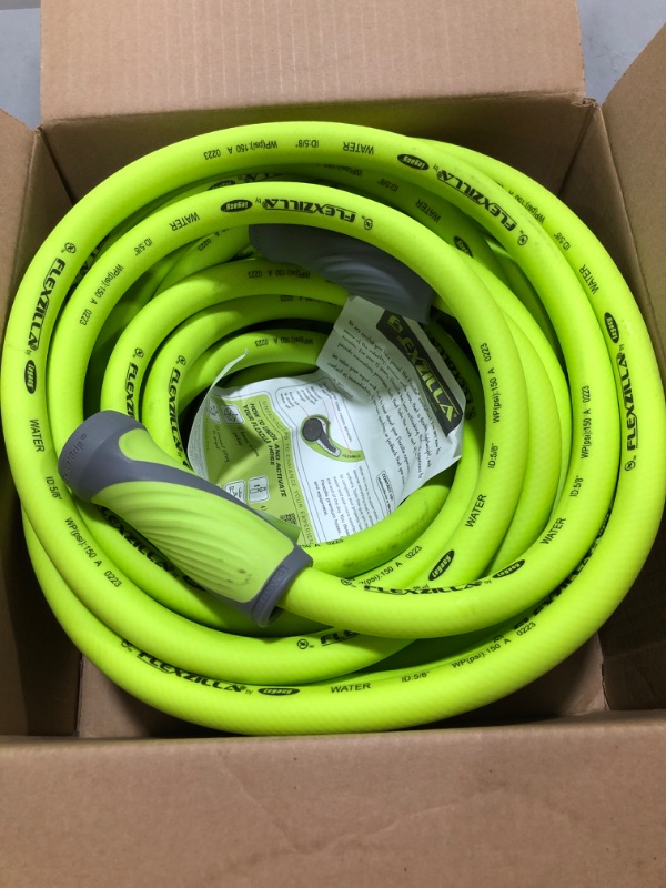 Photo 2 of Flexzilla Garden Hose with SwivelGrip, 5/8 in. x 50 ft., Heavy Duty, Lightweight, Drinking Water Safe, ZillaGreen - HFZG550YWS-E & Flexzilla Garden Hose Nozzle Kit, 3-Piece - HFZGAK01 5/8" (inches) x 50' (feet) Hose + Watering Nozzle Kit