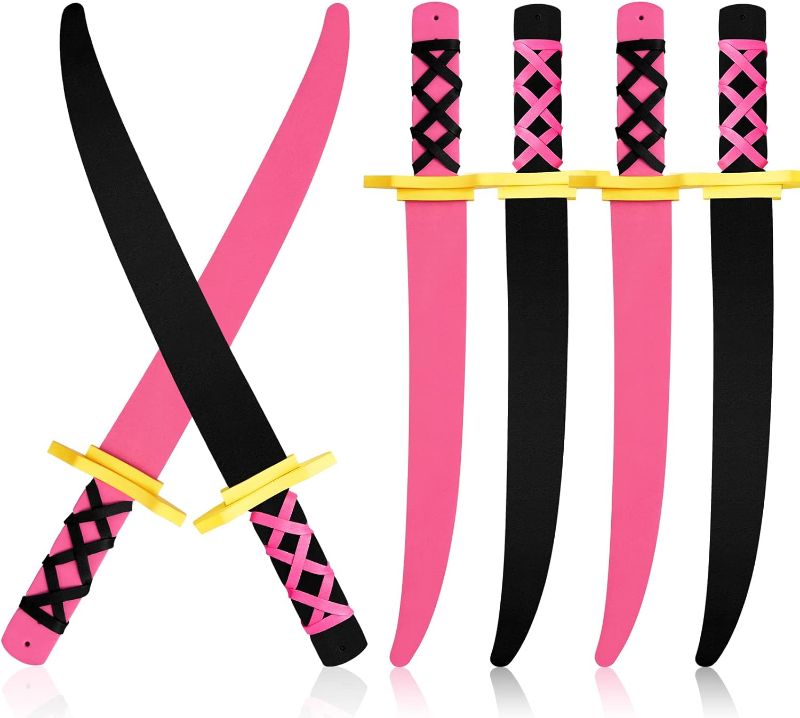 Photo 1 of Deekin 6 Pcs 17 Inch Soft Ninja Swords Lightweight Safe Foam Toy Swords Foam Sword with Handle Samurai Sword Toy Costume Accessories for Birthday Ninja Theme Party Cosplay Favors Games Activities