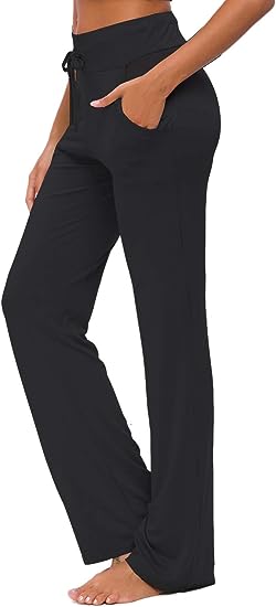 Photo 1 of ADANIKI Womens Yoga Pants with Pockets Straight-Leg Loose Comfy Modal Drawstring Lounge Running Long Active Casual Sweatpants
L