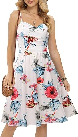 Photo 1 of CHARMYI Spaghetti Strap Dresses for Women Midi Summer Ruched Flowy Casual Sundresses for Women with Pockets
XL