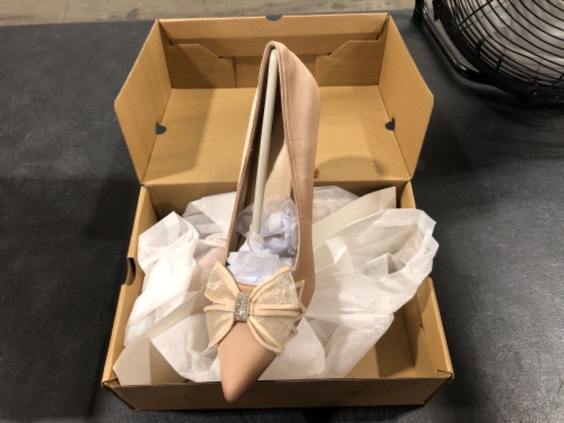 Photo 1 of Coutgo High Heels for Women Pointed Toe Stiletto Pumps Bowknot Slip on Sandals Dress Office Elegant Satin Shoes SIZE 5.5