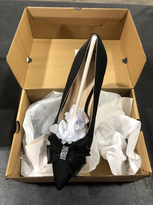 Photo 1 of Coutgo High Heels for Women Pointed Toe Stiletto Pumps Bowknot Slip on Sandals Dress Office Elegant Satin Shoes SIZE 5.5