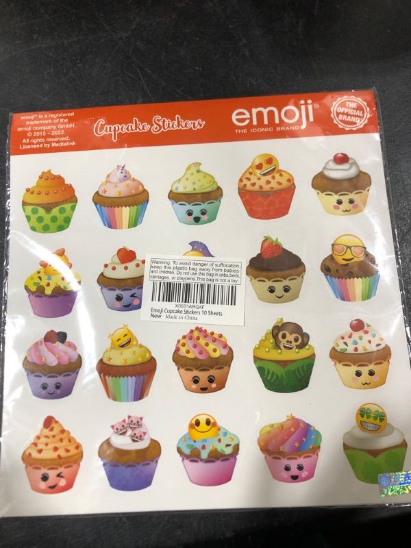 Photo 2 of 200PCS Emoji Cupcake Stickers for Kids 10 Sheets Cute Sweet Cupcake Stickers Birthday Party Supply Classroom Reward Gift