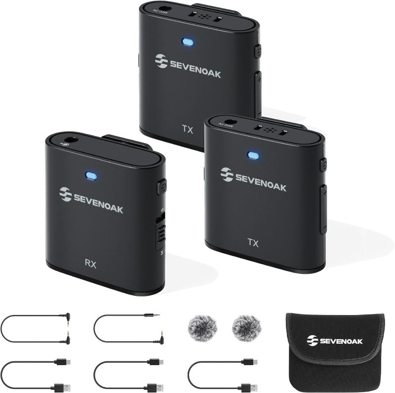 Photo 1 of Sevenoak 2.4GHz Wireless lavalier Microphone System Compact Lav Clip on Mic Mini Mics for DSLR Camera Tablet Laptop for Streaming Interview Video Recording YouTube 2 Transmitters & 1 Receiver SKM-S2
