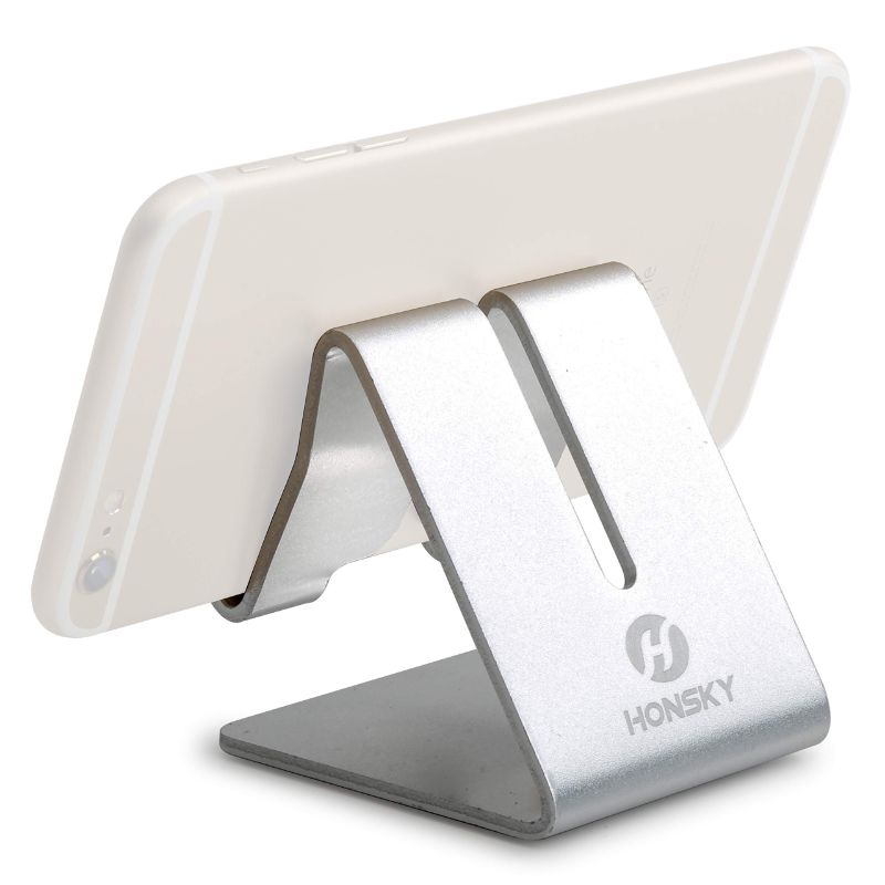 Photo 1 of 2 PACK- 1 SILVER, 1 PINK,- Honsky Solid Portable Universal Aluminum Desktop Desk Stand Hands-Free Mobile Smart Cell Phone Holder Tablet Display Stand, Compatible with Phone 7 6 Plus 5 pad