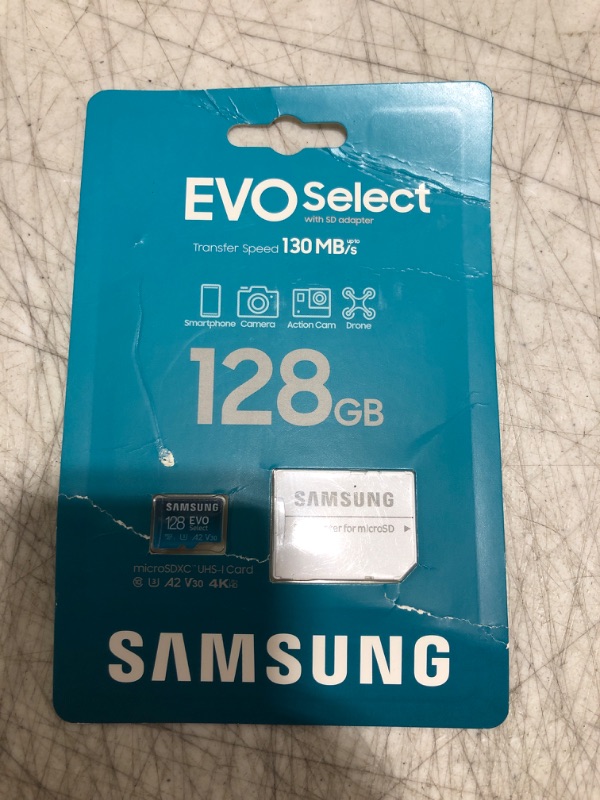Photo 1 of SAMSUNG EVO Select Micro SD-Memory-Card + Adapter, 128GB microSDXC 130MB/s Full HD & 4K UHD, UHS-I, U3, A2, V30, Expanded Storage for Android Smartphones, Tablets, Nintendo-Switch (MB-ME128KA/AM)