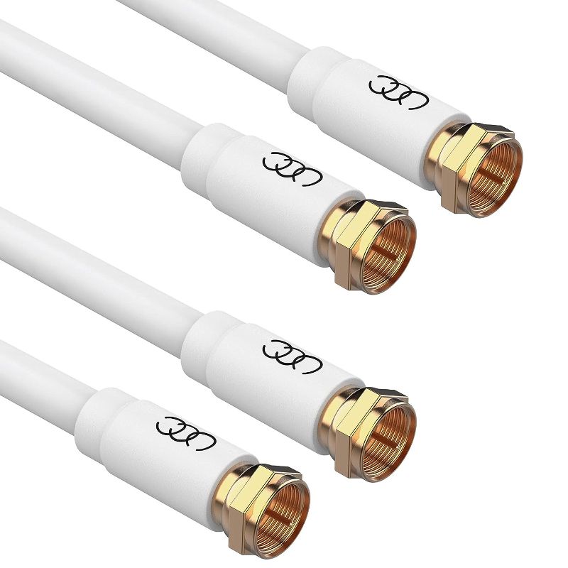 Photo 1 of Ultra Clarity Cables Coaxial Cable 12ft (2 Pack) - Triple Shielded RG6 Coax TV Cable Wire Cord in-Wall Rated Gold Plated Connectors Digital Audio Video with Male F Connector Pin (White) - 12 Feet
