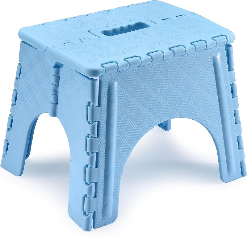 Photo 1 of 2 Lb. Depot Folding Stepping Stool - Collapsible Seating, Footstools - Foldable Plastic Adult Stool- Suitable for Indoor & Outdoor Use - Lightweight, Portable & Easy-to-Use 9-inch Height
