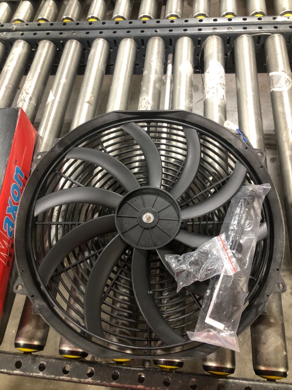 Photo 2 of 16" Black Electric Radiator Cooling Fan Wide S-Curved 10 Blades Thermostat Kit High 3000 CFM Reversible Push or Pull with Mounting Kit Heavy Duty 12Volts 16'' Black