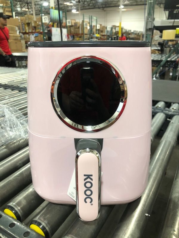 Photo 2 of [NEW] KOOC Large Air Fryer, 4.5-Quart Electric Hot Oven Cooker, Free Cheat Sheet for Quick Reference Guide, LED Touch Digital Screen, 8 in 1, Customized Temp/Time, Nonstick Basket, Pink 4.5 Quart Pink - Upgraded