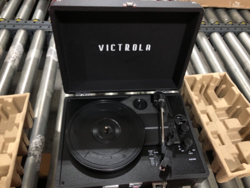 Photo 2 of Victrola Vintage 3-Speed Bluetooth Portable Suitcase Record Player with Built-in Speakers | Upgraded Turntable Audio Sound| Includes Extra Stylus | Black, Model Number: VSC-550BT-BK, 1SFA