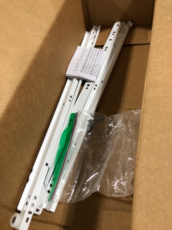 Photo 1 of Prime-Line R 7212 Drawer Slide Kit – Replace Drawer Track Hardware – Self-Closing Design –Fits Most Bottom/ Side-Mounted Drawer Systems –19-3/4” Steel Tracks, Plastic Wheels, White 1 Pair (2 LH, 2 RH) 19-3/4 in.